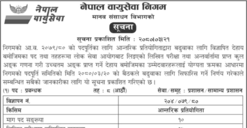 Nepal Bayu Sewa Nigam Written Exam Result of Various Position (Level 7, 8)