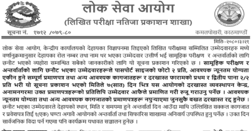 Lok Sewa Aayog Written Exam Result of Library Officer