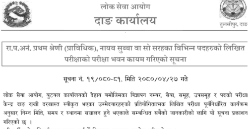 Lok Sewa Aayog Prabidhik NaSu Written Exam Center, Dang