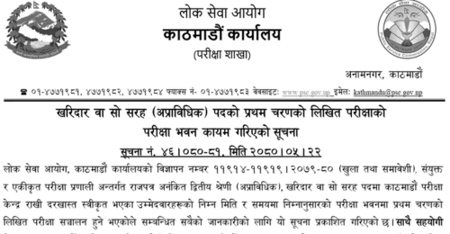 Lok Sewa Aayog Kathmandu First Phase Written Exam Center of Kharidar 2080