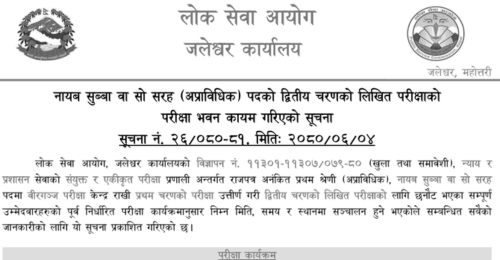 Lok Sewa Aayog Nayab Subba Second Phase Written Exam Center, Jaleshwor, Lahan, Birgunj