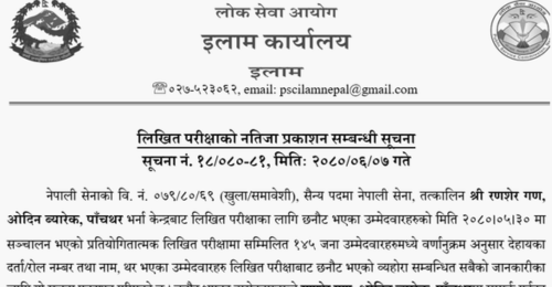 Nepal Army Panchthar Sainya Post Written Exam Result 2080