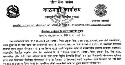 Lok Sewa Aayog Recommended Alternative Candidates of Various Positions