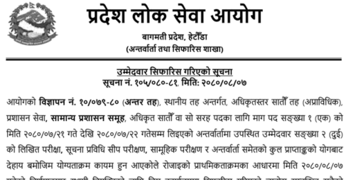 Bagmati Pradesh Lok Sewa Aayog Final Result of 7th Level General Administrative Officer