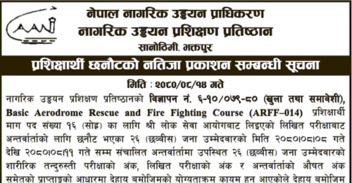Civil Aviation Academy of Nepal Announces Trainee Selection Results