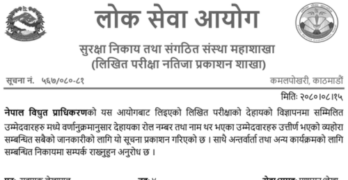 Nepal Electricity Authority Assistant Accountant Exam Results (Kathmandu, Janakpur, Biratnagar)
