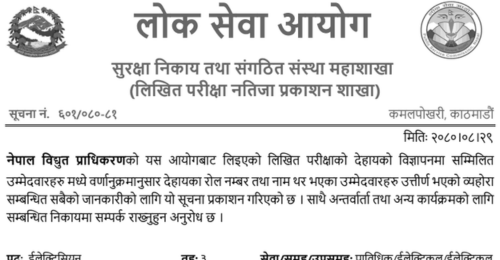 Nepal Electricity Authority Electrician Exam Results (Surkhet and Attariya)