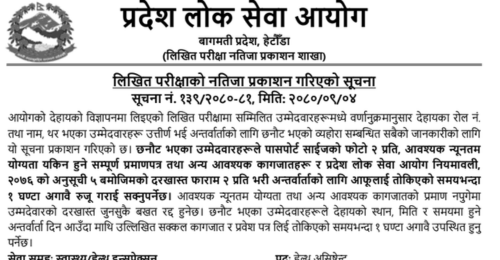 Bagmati Pradesh Lok Sewa Aayog Written Exam Result of HA (Health Assistant)