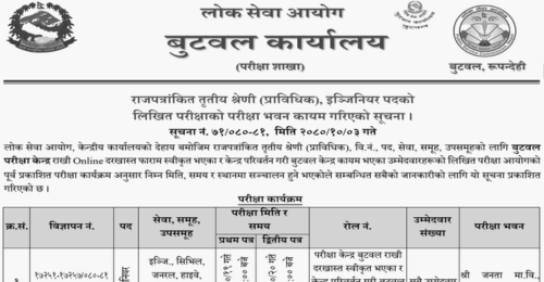 Lok Sewa Aayog Butwal Written Exam Center of Engineer Posts
