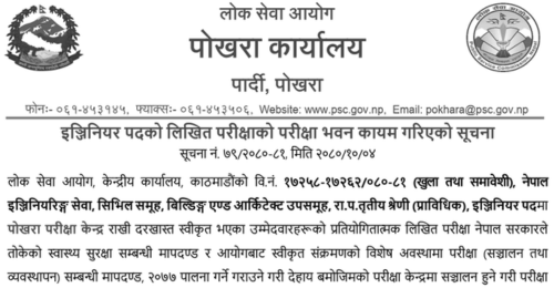 Lok Sewa Aayog Pokhara Engineer Post Written Exam Center