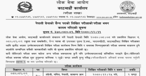 Nepal Army Sainya Post Written Exam Center Kathmandu 2080