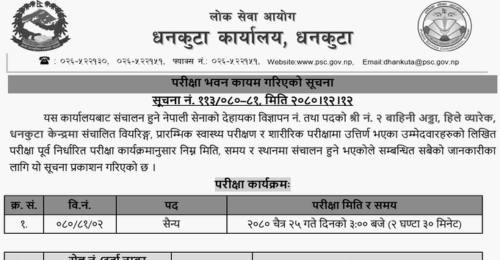Nepal Army Sainya Post Written Exam Center Hile, Dhankuta 2080