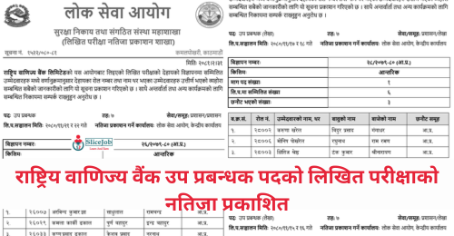Rastriya Banijya Bank Limited Written Exam Result of Deputy Manager