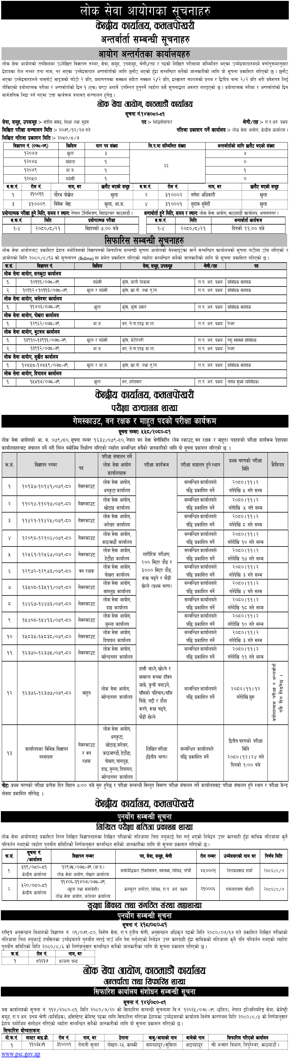 Lok Sewa Aayog Weekly Notices 2080 Mangsir 13