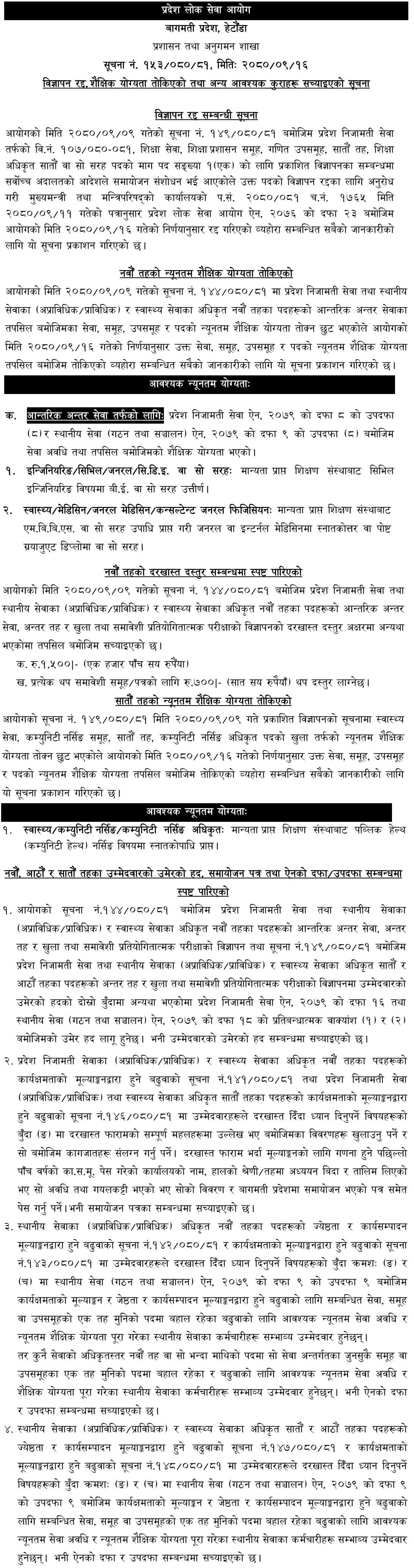 Bagmati Pradesh Lok Sewa Aayog Vacancy Update 2080 Poush 17