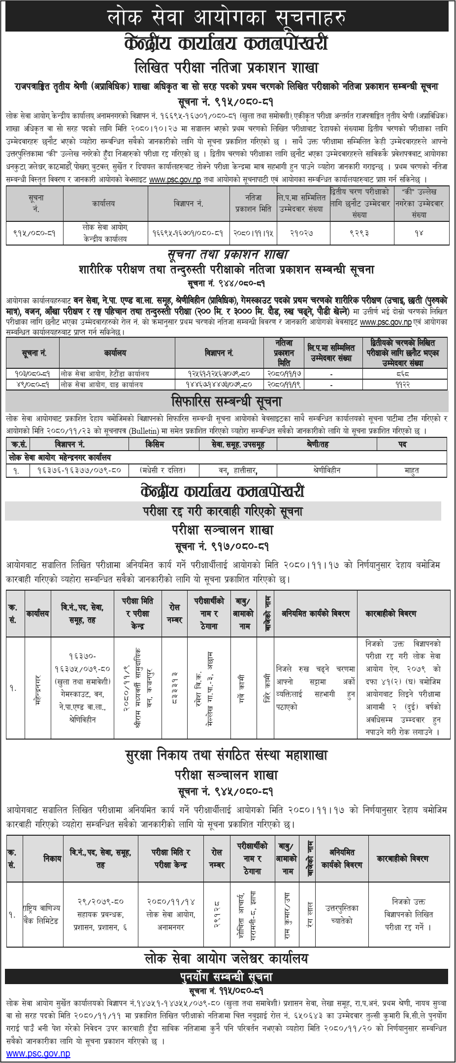 Lok Sewa Aayog Weekly Notice 2080 Falgun 23