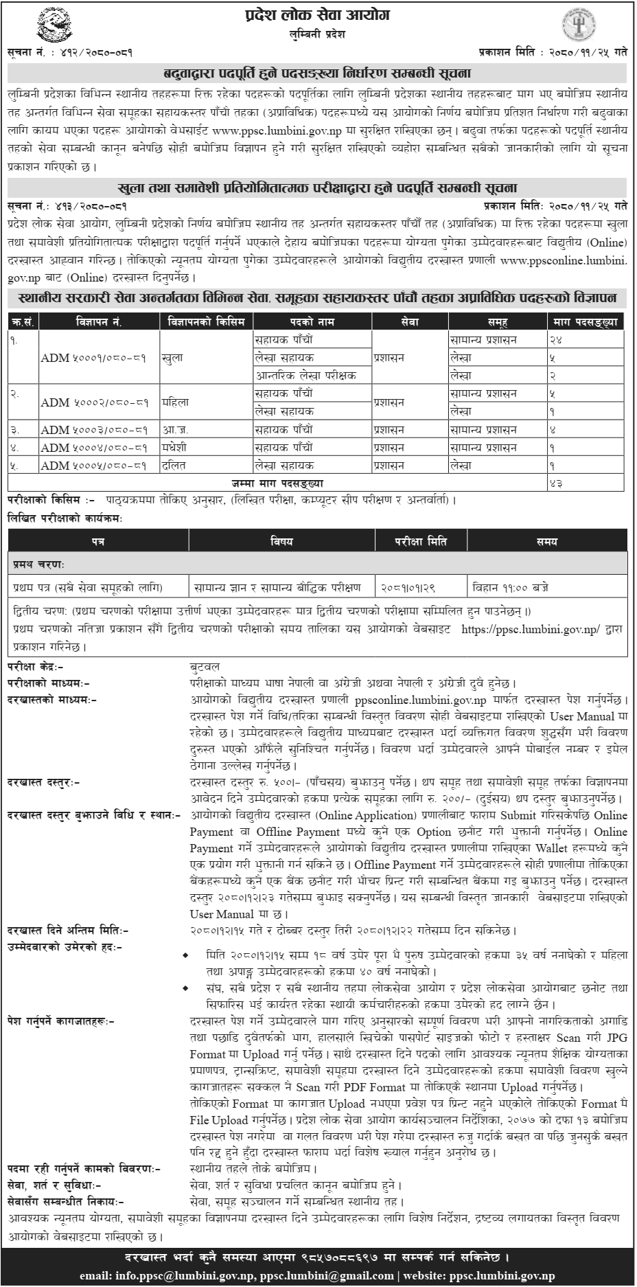 Lumbini Pradesh Lok Sewa Aayog Vacancy for 5th Level Assistant 2080