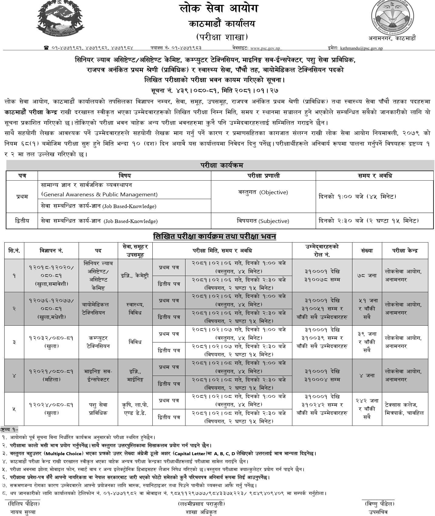 Lok Sewa Aayog Kathmandu Written Exam Center for 5th Level Assistant